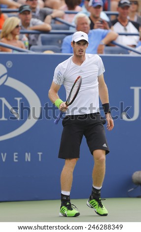 NEW YORK - AUGUST 30, 2014: Grand Slam Champion Andy Murray during US Open 2014 round 3 match against Andrey Kuznetsov at Billie Jean King National Tennis Center in New York