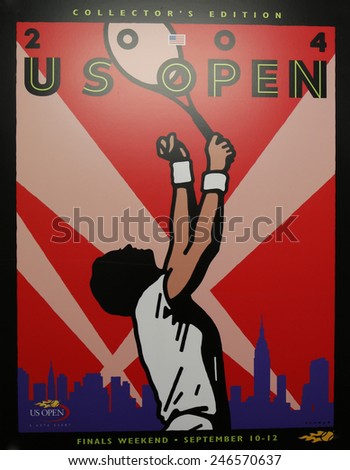 NEW YORK - AUGUST 18, 2014: US Open 2004 poster on display at the Billie Jean King National Tennis Center in New York