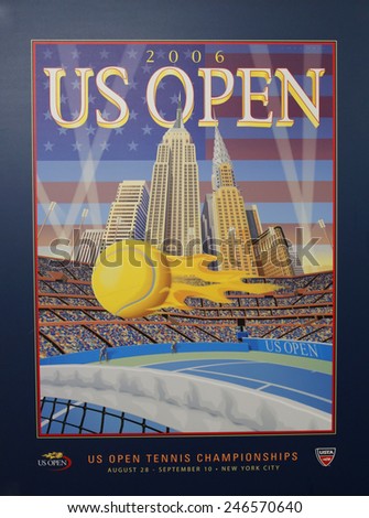 NEW YORK - AUGUST 18, 2014: US Open 2006 poster on display at the Billie Jean King National Tennis Center in New York