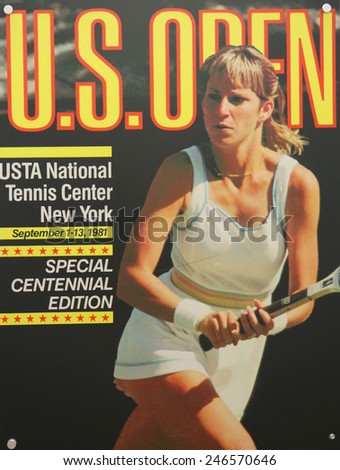 NEW YORK - AUGUST 19, 2014: US Open 1981 poster on display at the Billie Jean King National Tennis Center in New York