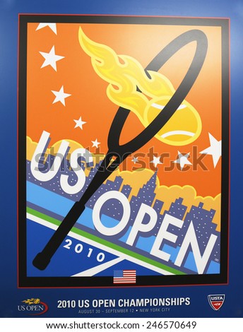 NEW YORK - AUGUST 18, 2014: US Open 2010 poster on display at the Billie Jean King National Tennis Center in New York
