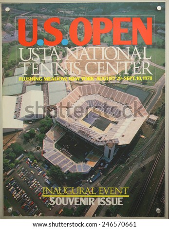NEW YORK - AUGUST 18, 2014: US Open 1980 poster on display at the Billie Jean King National Tennis Center in New York