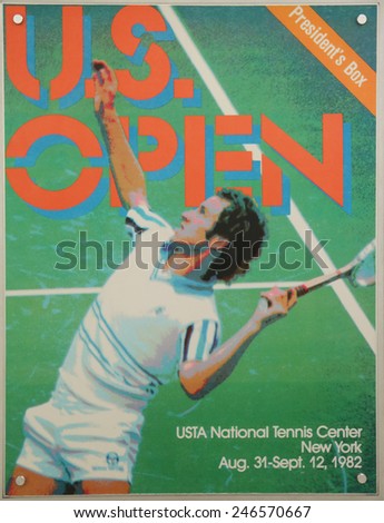 NEW YORK - AUGUST 19, 2014: US Open 1982 poster on display at the Billie Jean King National Tennis Center in New York