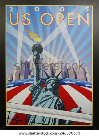 NEW YORK - AUGUST 18, 2014: US Open 2005 poster on display at the Billie Jean King National Tennis Center in New York