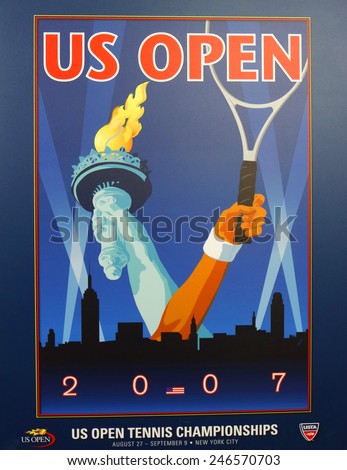 NEW YORK - AUGUST 18, 2014: US Open 2007 poster on display at the Billie Jean King National Tennis Center in New York