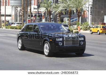 LAS VEGAS, NEVADA - MAY 9, 2014: Rolls-Royce Wraith Top Class Sedan on Las Vegas Strip