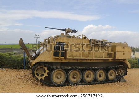 LATRUN, ISRAEL - NOVEMBER 27, 2014: American made M113 A1 armored personnel carrier on display at Yad La-Shiryon Armored Corps Museum at Latrun.