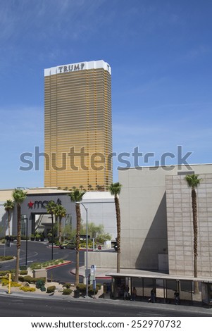 LAS VEGAS, NEVADA - MAY 9, 2014: Trump International Hotel Las Vegas on the Las Vegas Strip. Trump International Hotel Las Vegas is a luxury 64-story Las Vegas hotel overlooking the iconic Vegas Strip