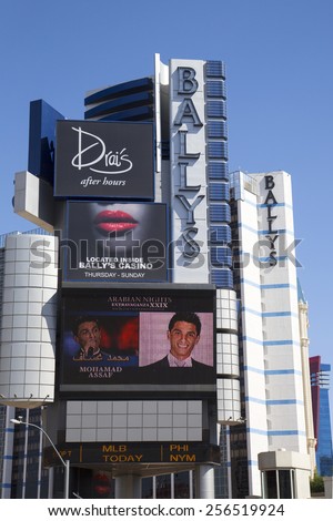 LAS VEGAS, NEVADA - MAY 10, 2014: Bally\'s Las Vegas Hotel and Casino in Las Vegas. Bally\'s Las Vegas, formerly the MGM Grand Hotel and Casino, is a hotel and casino on the Las Vegas Strip