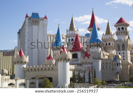 LAS VEGAS, NEVADA - MAY 10, 2014: Excalibur Hotel & Casino in Las Vegas. The Excalibur Hotel and Casino is a hotel and casino located on the Las Vegas Strip owned and operated by MGM Resorts