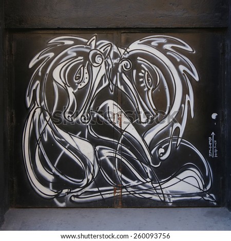 NEW YORK - MARCH 12, 2015: Mural art by mural artist Jordan Betten in Chelsea neighborhood in Manhattan.
