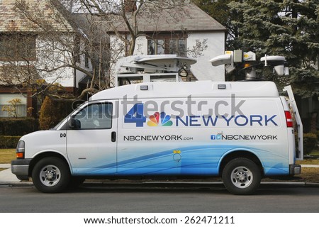 BROOKLYN, NEW YORK - MARCH 21, 2015: WNBC Channel 4 van in Brooklyn. WNBC is a television station located in New York City and is the flagship station of the television network