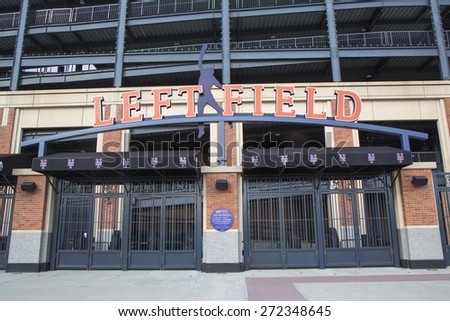 FLUSHING, NY - MAY 18, 2014: Left field entrance at the Citi Field, home of major league baseball team the New York Mets in Flushing, NY.