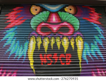 NEW YORK - MAY 5, 2015: Mural art at East Williamsburg in Brooklyn. Outdoor art gallery known as the Bushwick Collective has most diverse collection of street art in Brooklyn