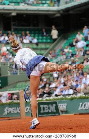 PARIS, FRANCE- MAY 29, 2015:Five times Grand Slam champion Maria Sharapova during third round match at Roland Garros 2015 in Paris, France