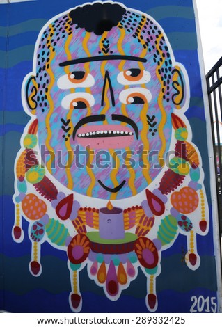 NEW YORK - JUNE 21, 2015: Mural art at the new street art attraction Coney Art Walls at Coney Island section in Brooklyn