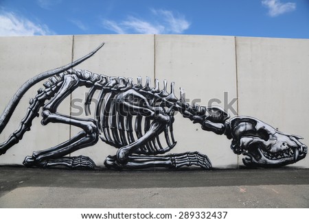 NEW YORK - JUNE 21, 2015: Mural art at the new street art attraction Coney Art Walls at Coney Island section in Brooklyn