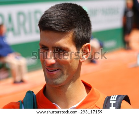 PARIS, FRANCE- MAY 30, 2015: Eight times Grand Slam champion Novak Djokovic after his third round match at Roland Garros 2015 in Paris, France