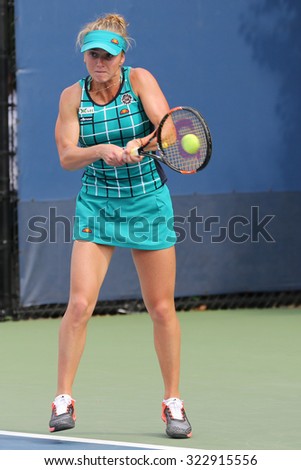 NEW YORK - AUGUST 31, 2015: Professional tennis player Elina Svitolina  of Ukraine in action during her first round match at US Open 2015 at Billie Jean King National Tennis Center in New York