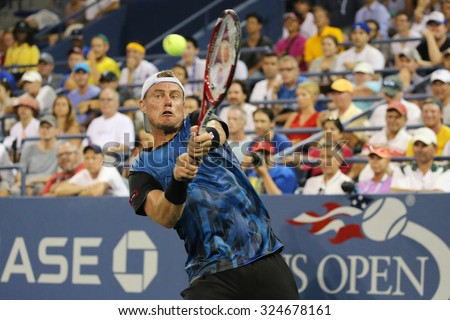 NEW YORK - SEPTEMBER 3, 2015:Two times Grand Slam Champion Lleyton Hewitt of Australia in action during his last US Open match at Billie Jean King National Tennis Center in New York