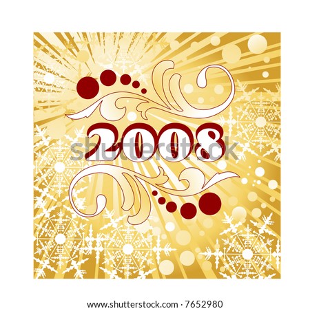 stock vector : celebrate 2008 tattoo filigree burst and snowflakes