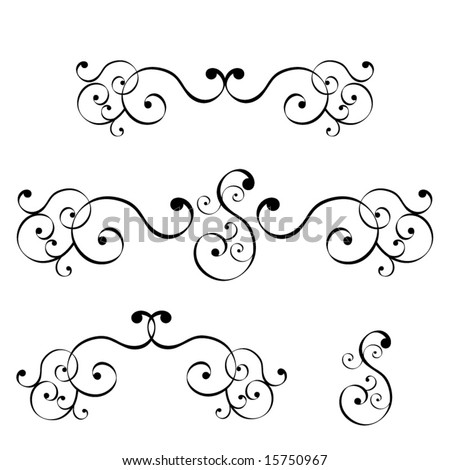 Calligraphy Elements Coil Frame Banner Filigree Design Heart Tattoo
