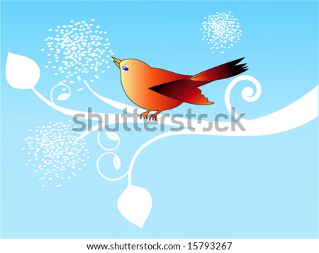 drawings of birds on asian vine