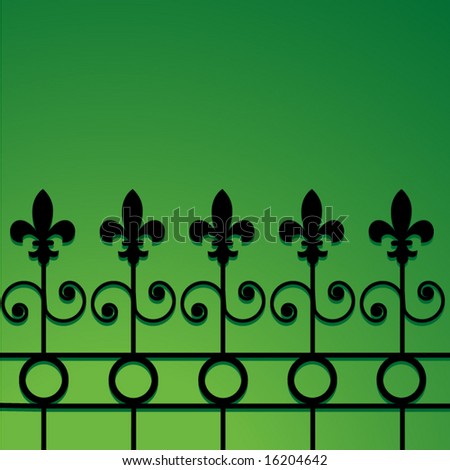 stock vector : wrought iron fence with fleur de lis