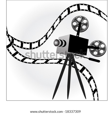  Fashioned Camera on Old Fashioned Movie Projector Camera On Tripod With Film Strip Stock