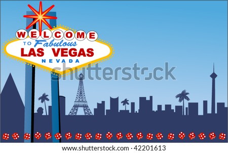 Las Vegas Welcome sign with strip behind (layered for easy changes)