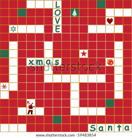 Christmas Crossword Puzzles on Christmas Crossword Puzzle   With Santa  Heart  Snowflakes  Tree And