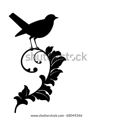 Black Birds on Black Bird  Bird And Plant Separate  Stock Vector 68044366