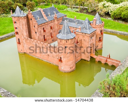 Miniature model of castle Muiderslot. Madurodam museum, The Netherlands.