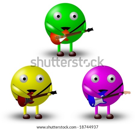 stock photo : 3 Cartoon Cartoon Pics Of Guitars. stock photo : 3 Cartoon