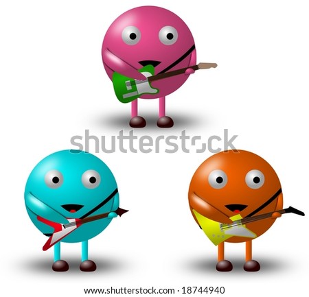 stock photo : 3 Cartoon Cartoon Pics Of Guitars. stock photo : 3 Cartoon