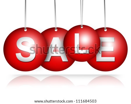 Red Hanged Sale Tag For Special Promotion Campaign Isolate on White Background