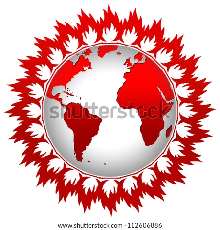 Graphic For Stop Global Warming Concept Present By Flame Around The Earth Isolate on White Background
