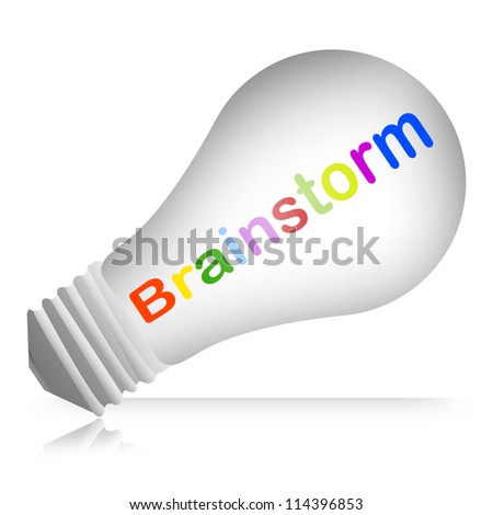 Colorful Brainstorm Text Inside The Light Bulb For Business Concept Isolated on White Background