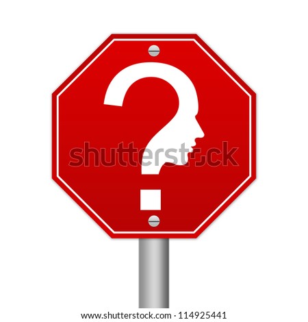 Hexagon Red Traffic Sign For Question and Confusion Sign Isolated on White Background