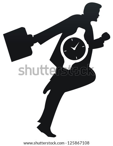 Time Management Concept Present By The Businessman and Hand Watch Inside Isolated on White Background