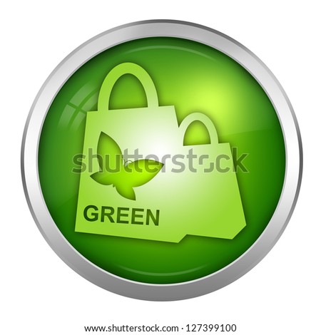 The Concept of Retail Consumers and Shoppers Present By Green Shopping Bag Icon For Sale Season Isolated on White Background