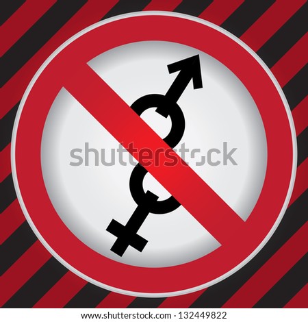 Circle Prohibited Sign For No Sex or No Entry Sign in Caution Zone Dark and Red Background