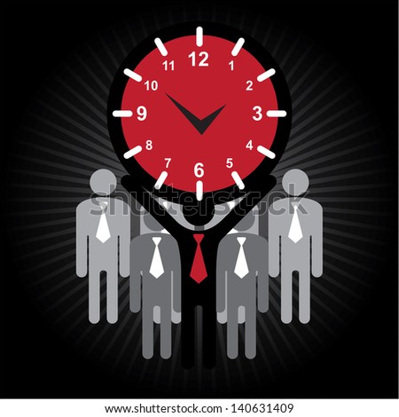 Business and Finance or Time Management Concept Present By Group of Businessman With Red Clock or Time Sign on Hand in Dark Shiny Background