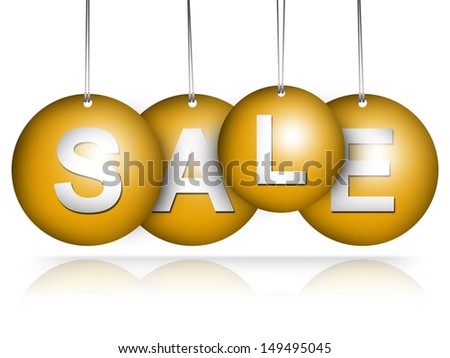 Orange Hanged Sale Tag For Special Promotion Campaign Isolate on White Background