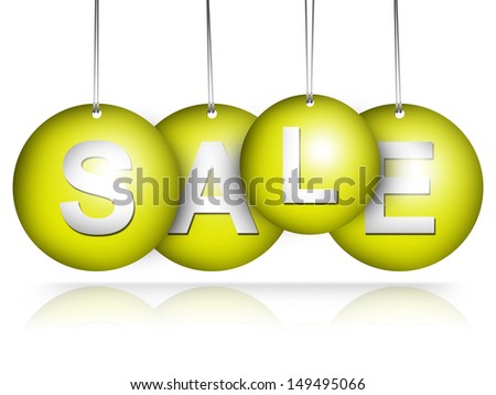 Yellow Hanged Sale Tag For Special Promotion Campaign Isolate on White Background