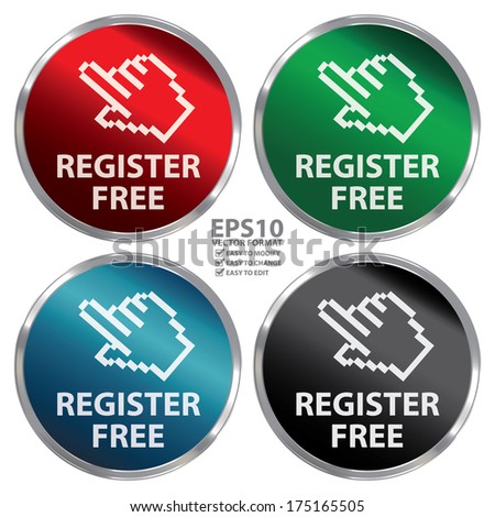 Vector Graphic For Business Online Business Or E Commerce Present By Colorful Metallic Style Register Free Icon Badge Label Button Or Sticker Isolated On White Background Stock Images Page Everypixel