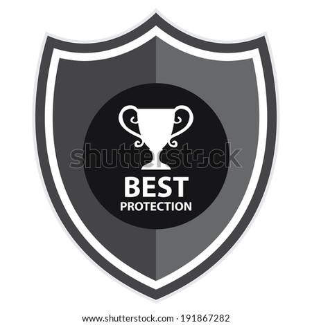 Gray Best Protection Shield, Icon, Label, Sticker or Badge Isolated on White Background