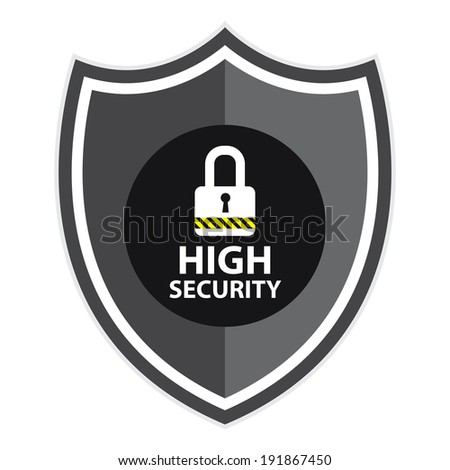 Gray High Security Shield, Icon, Label, Sticker or Badge Isolated on White Background