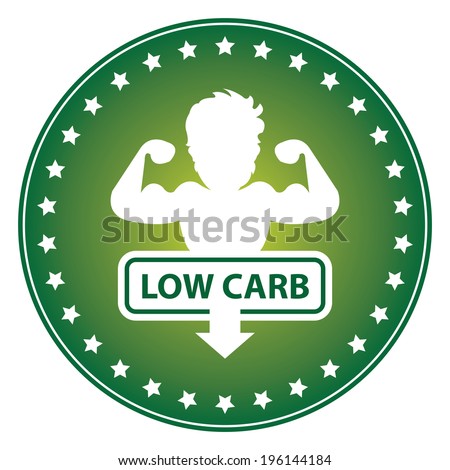 Green Circle Low Carb Sticker, Label or Icon Isolated on White Background