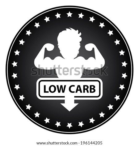 Black Circle Low Carb Sticker, Label or Icon Isolated on White Background